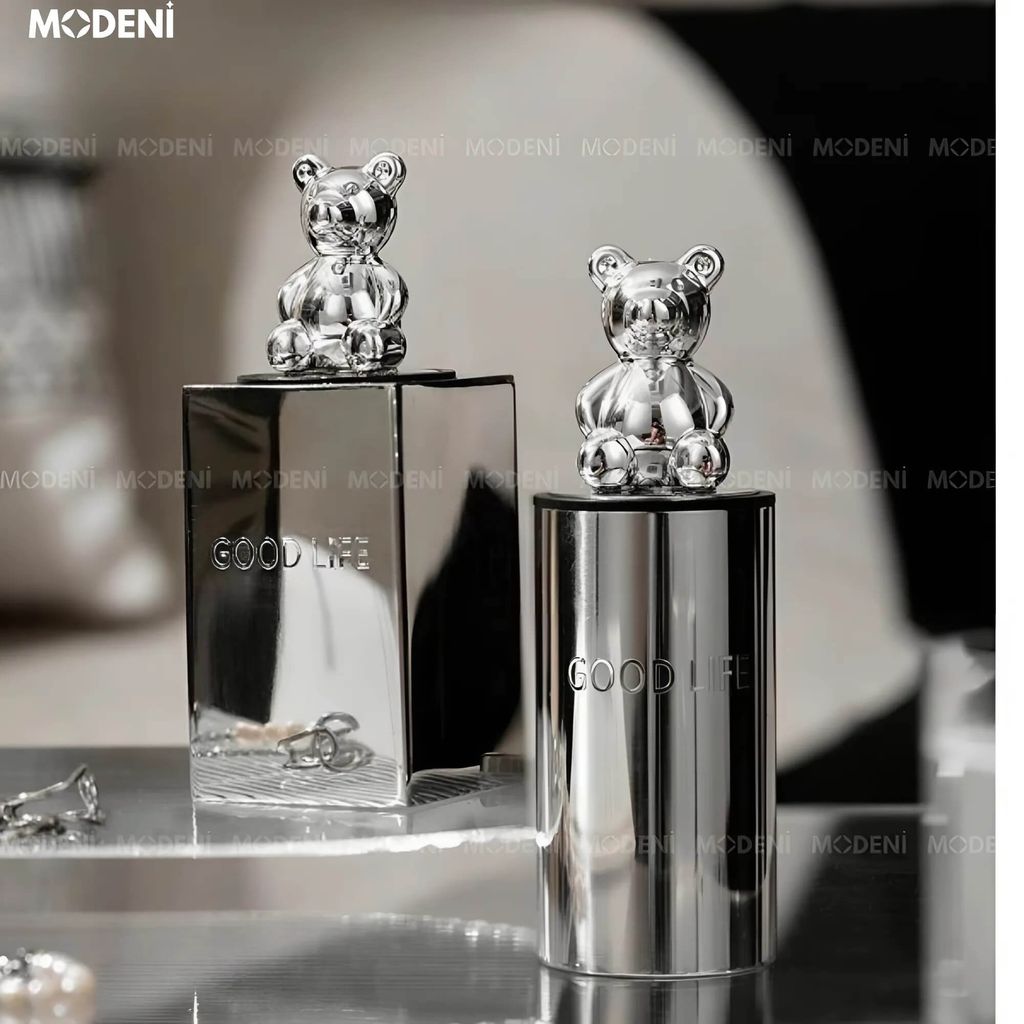 Hủ Đựng Tăm Inox GOOD LIFE Silver Tròn – Thiết Kế Gấu Trang Trí Hiện Đại – Kích Thước Vừa Tiện Dụng Cho Bàn Ăn, Phòng Khách