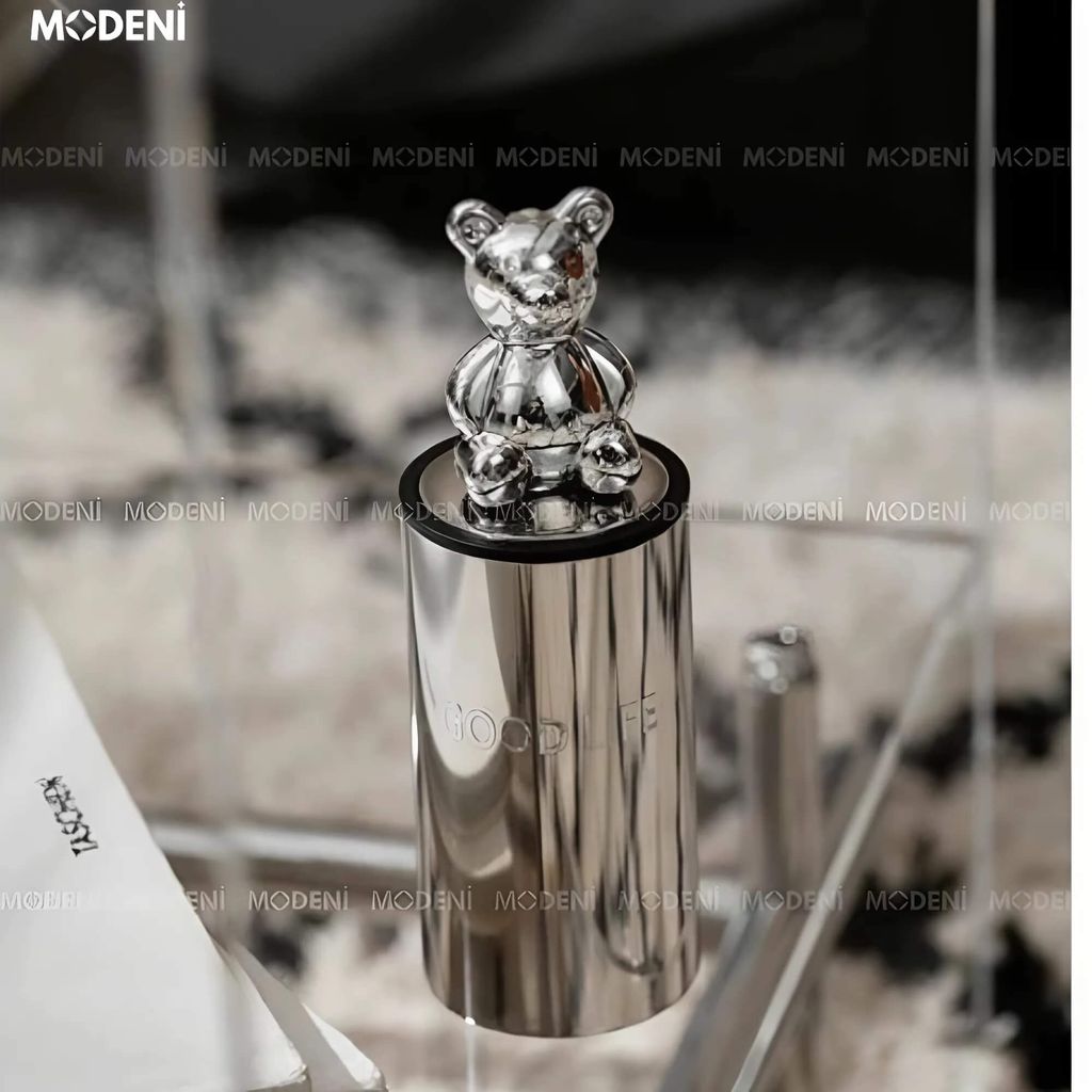 Hủ Đựng Tăm Inox GOOD LIFE Silver Tròn – Thiết Kế Gấu Trang Trí Hiện Đại – Kích Thước Vừa Tiện Dụng Cho Bàn Ăn, Phòng Khách