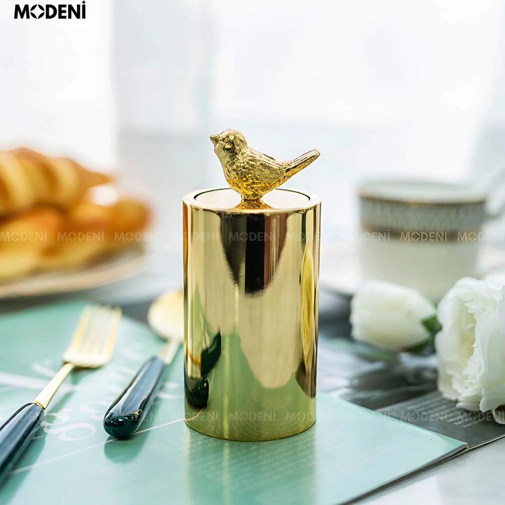 Hủ Lọ Đựng Tăm Trivoli Golden – Hộp Tăm Cao Cấp Mạ Vàng Sang Trọng, Dễ Dùng, Dành Cho Bàn Ăn Hiện Đại
