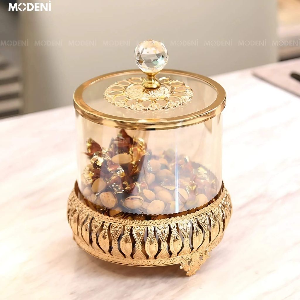 Set 2 Lọ Đựng Kẹo Aurea Thủy Tinh Pha Lê Sang Trọng – Decor Bàn Tiệc, Tiếp Khách