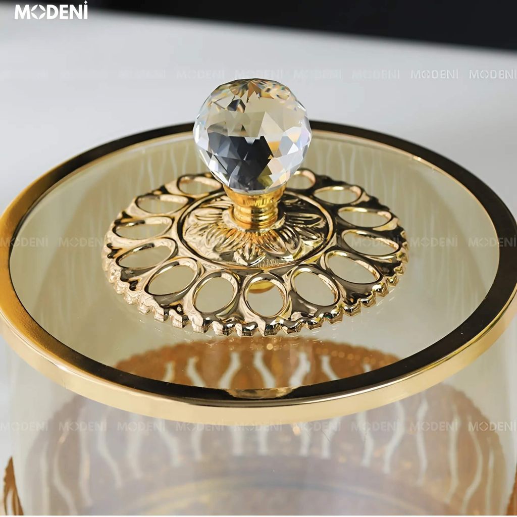 Set 2 Lọ Đựng Kẹo Aurea Thủy Tinh Pha Lê Sang Trọng – Decor Bàn Tiệc, Tiếp Khách