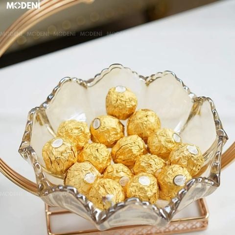 Lotus fruit bowl with luxury gold base for living room