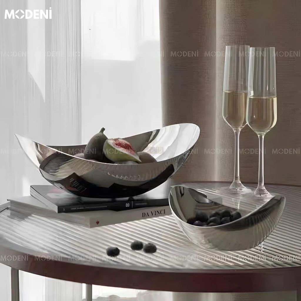 Tô Đựng Bánh Kẹo Inox Cao Cấp Selena – Thiết Kế Oval Sang Trọng – 16x14x7.5cm – Phù Hợp Decor Bàn Tiếp Khách