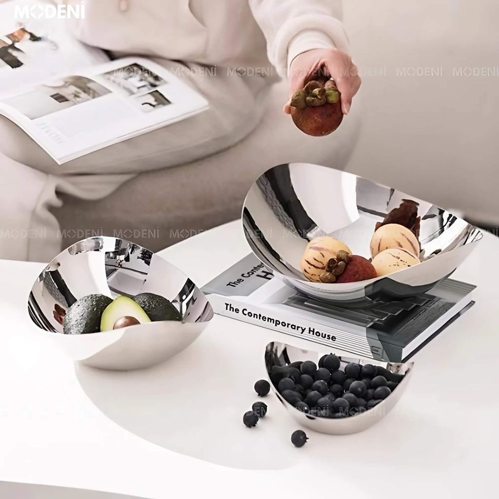 Tô Đựng Bánh Kẹo Inox Cao Cấp Selena – Thiết Kế Oval Sang Trọng – 16x14x7.5cm – Phù Hợp Decor Bàn Tiếp Khách