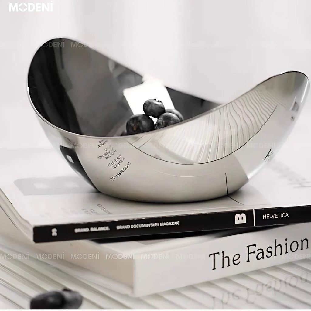 Tô Đựng Bánh Kẹo Inox Cao Cấp Selena – Thiết Kế Oval Sang Trọng – 16x14x7.5cm – Phù Hợp Decor Bàn Tiếp Khách