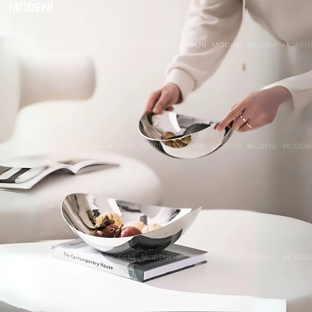 Tô Đựng Bánh Kẹo Inox Cao Cấp Selena – Thiết Kế Oval Sang Trọng – 16x14x7.5cm – Phù Hợp Decor Bàn Tiếp Khách