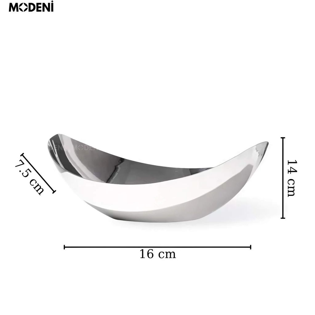 Tô Đựng Bánh Kẹo Inox Cao Cấp Selena – Thiết Kế Oval Sang Trọng – 16x14x7.5cm – Phù Hợp Decor Bàn Tiếp Khách