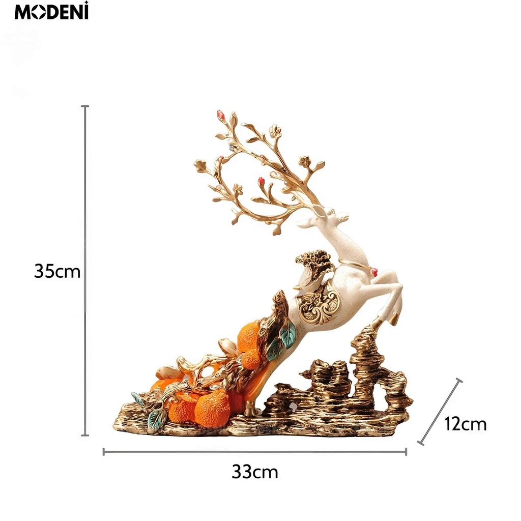 Tượng Nai Kê Rượu Henna Cao Cấp – Decor Mạ Vàng Nghệ Thuật – Kê Rượu Sang Trọng Cho Bàn Tiệc, Kệ Tủ, Phong Thủy Nhà Ở
