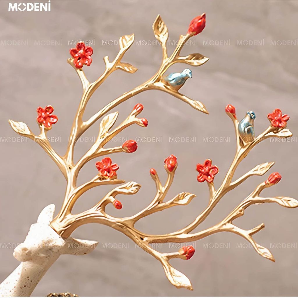 Tượng Nai Kê Rượu Henna Cao Cấp – Decor Mạ Vàng Nghệ Thuật – Kê Rượu Sang Trọng Cho Bàn Tiệc, Kệ Tủ, Phong Thủy Nhà Ở
