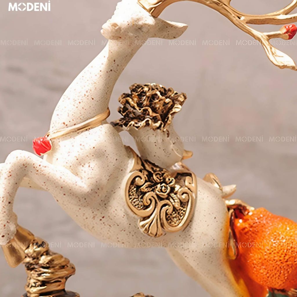 Tượng Nai Kê Rượu Henna Cao Cấp – Decor Mạ Vàng Nghệ Thuật – Kê Rượu Sang Trọng Cho Bàn Tiệc, Kệ Tủ, Phong Thủy Nhà Ở