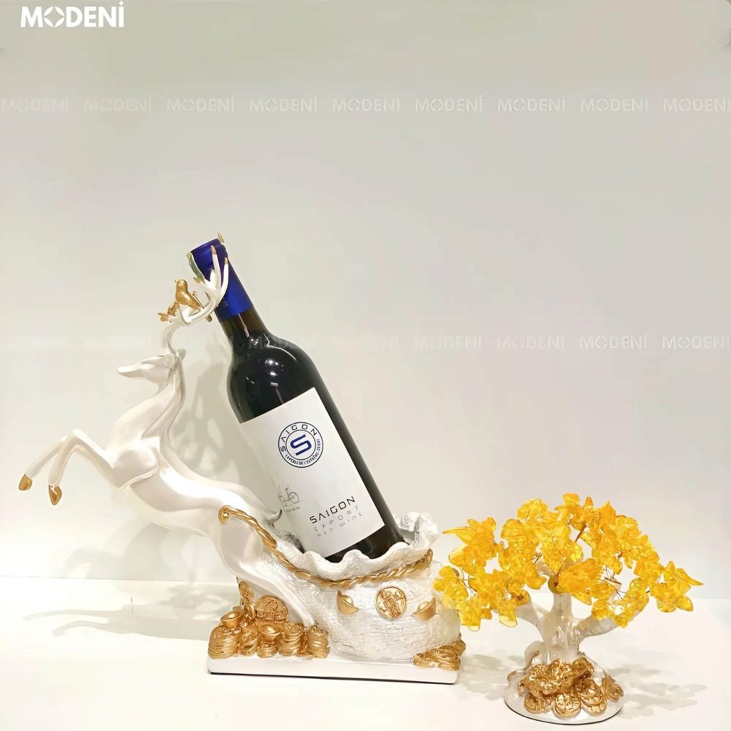 Tượng Nai Kê Rượu Canary Cao Cấp – Nghệ Thuật Trưng Bày Sang Trọng – Decor Kệ Tủ, Bàn Tiệc hoặc Làm Quà Tặng Rượu Đẳng Cấp