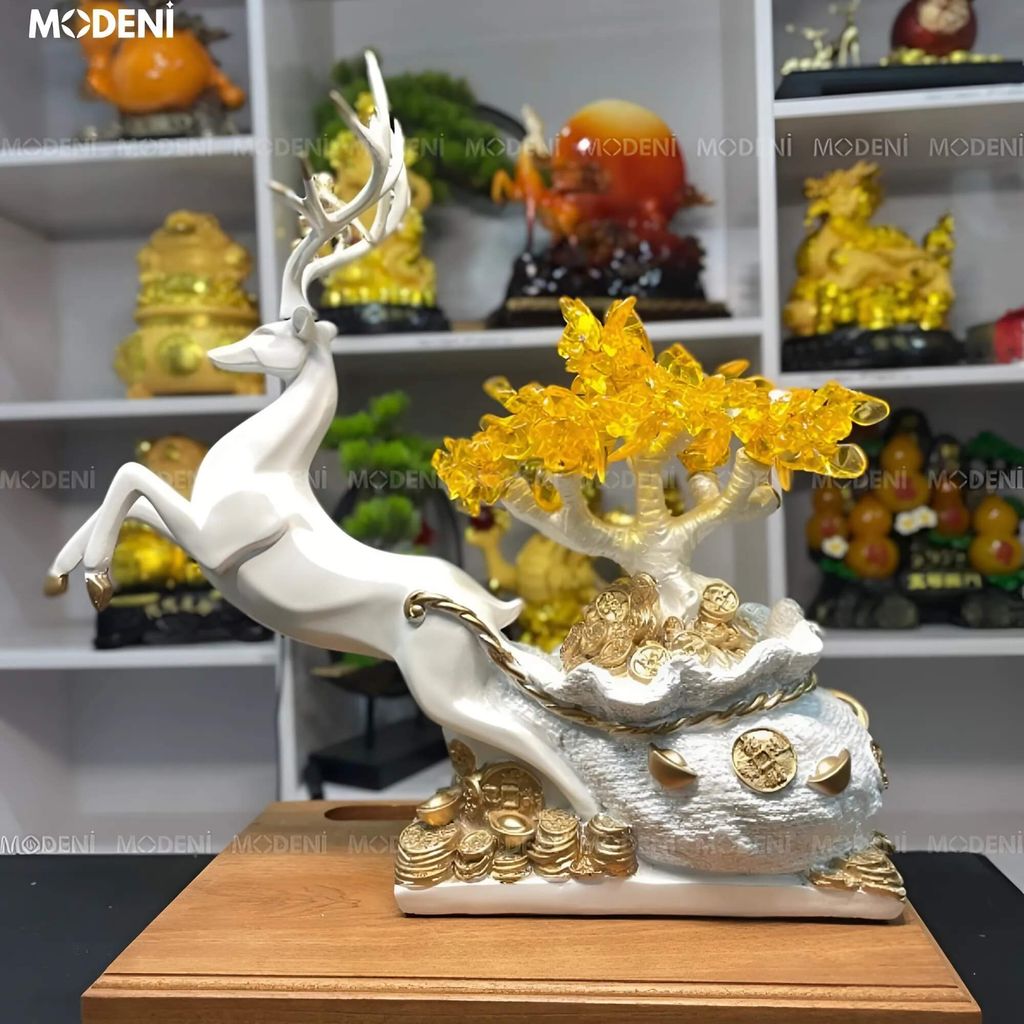 Tượng Nai Kê Rượu Canary Cao Cấp – Nghệ Thuật Trưng Bày Sang Trọng – Decor Kệ Tủ, Bàn Tiệc hoặc Làm Quà Tặng Rượu Đẳng Cấp