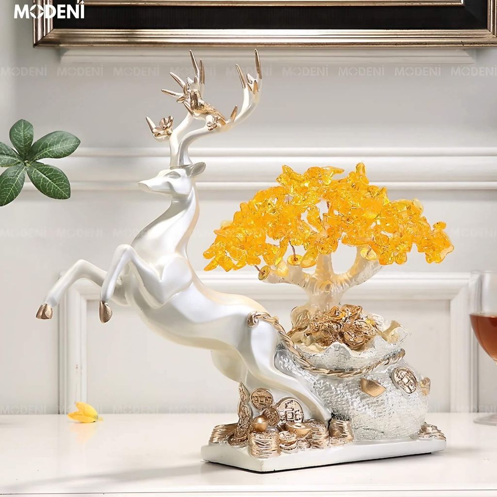 Tượng Nai Kê Rượu Canary Cao Cấp – Nghệ Thuật Trưng Bày Sang Trọng – Decor Kệ Tủ, Bàn Tiệc hoặc Làm Quà Tặng Rượu Đẳng Cấp