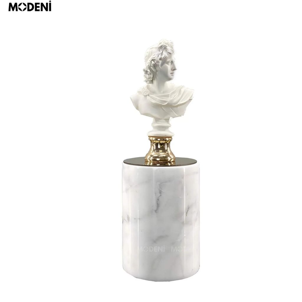 Tượng Thần Thoại Hy Lạp Audrey – Tượng Decor Cao Cấp Cổ Điển – Đế Trắng Đá Cẩm Thạch Tinh Tế Cho Kệ Sách, Bàn Làm Việc, Góc Nghệ Thuật