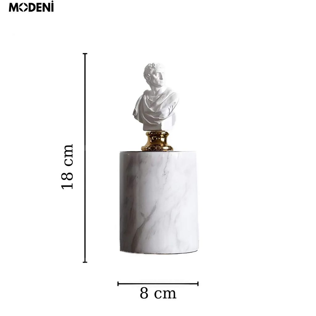 Tượng Thần Thoại Hy Lạp Audrey – Tượng Decor Cao Cấp Cổ Điển – Đế Trắng Đá Cẩm Thạch Tinh Tế Cho Kệ Sách, Bàn Làm Việc, Góc Nghệ Thuật