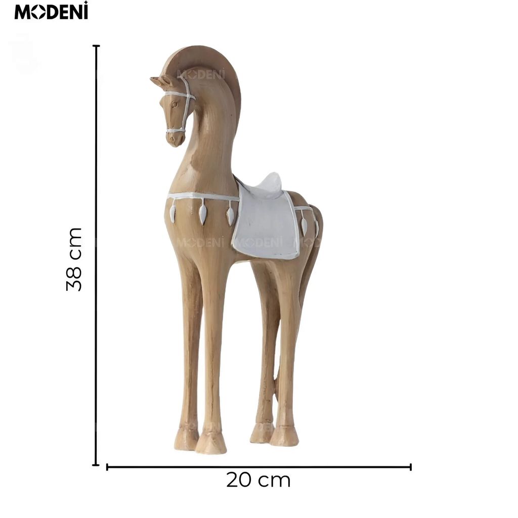 Tượng Ngựa Đứng Darius Decor Hiện Đại Bắc Âu Sang Trọng – Chất Liệu Resin Vân Gỗ Cao Cấp, Phù Hợp Bàn & Kệ Trang Trí
