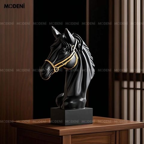 Tượng đầu ngựa Draven màu đen nghệ thuật hoàng gia