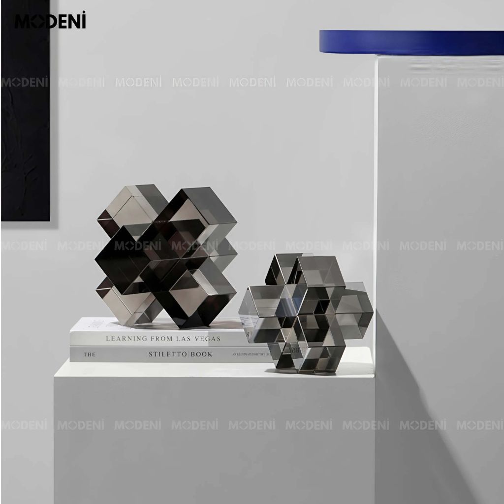 Tượng Trang Trí Cubex Xám – Thiết Kế Hình Khối 3D Tối Giản – Decor Hiện Đại Cho Bàn Làm Việc, Kệ Sách hoặc Không Gian Sáng Tạo