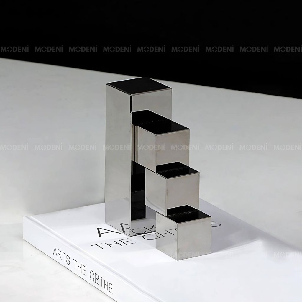 Tượng Trang Trí Modra Chặn Sách Hình Khối – Thiết Kế Pha Lê Xếp Tầng Nghệ Thuật – Decor Hiện Đại & Tối Giản Cho Kệ Sách, Bàn Làm Việc