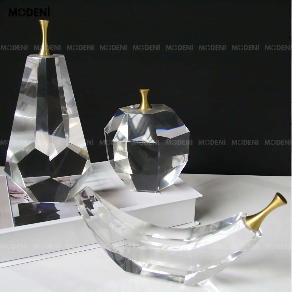 Tượng Trang Trí Pearla Trái Lê Pha Lê – Thiết Kế Tối Giản Tinh Tế – Decor Hiện Đại Cho Bàn Làm Việc, Kệ Tủ hoặc Quà Tặng Sang Trọng