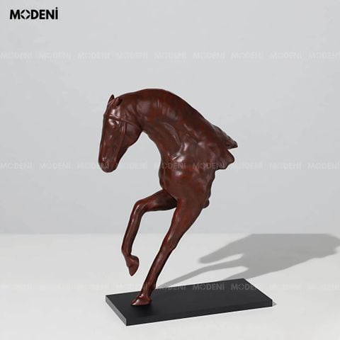 Tượng decor ngựa Riven màu nâu hiện đại