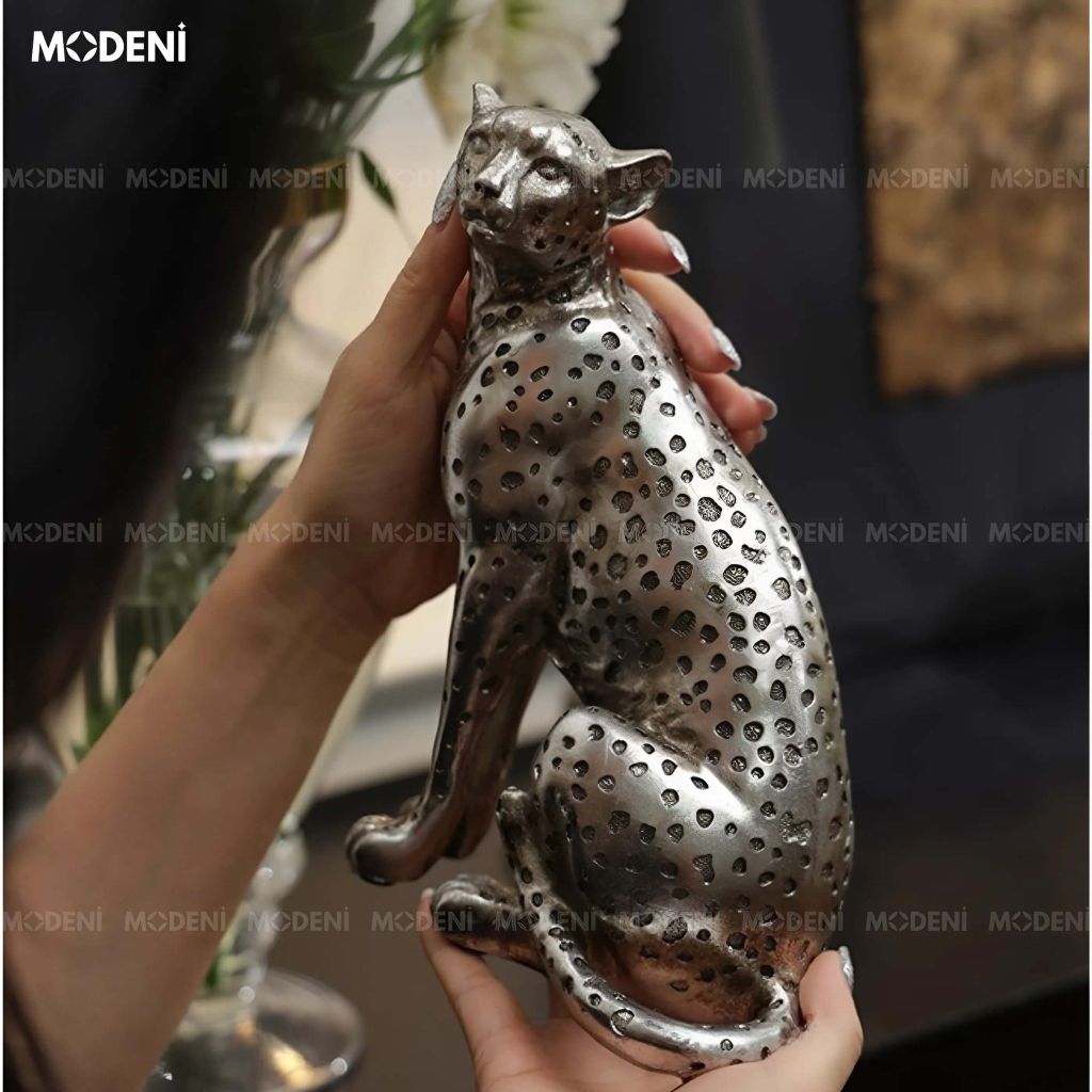 Tượng Trang Trí Velta Báo Ngồi Nghệ Thuật – Dáng Ngồi Điềm Tĩnh – Decor Bàn Làm Việc, Kệ Sách Hiện Đại