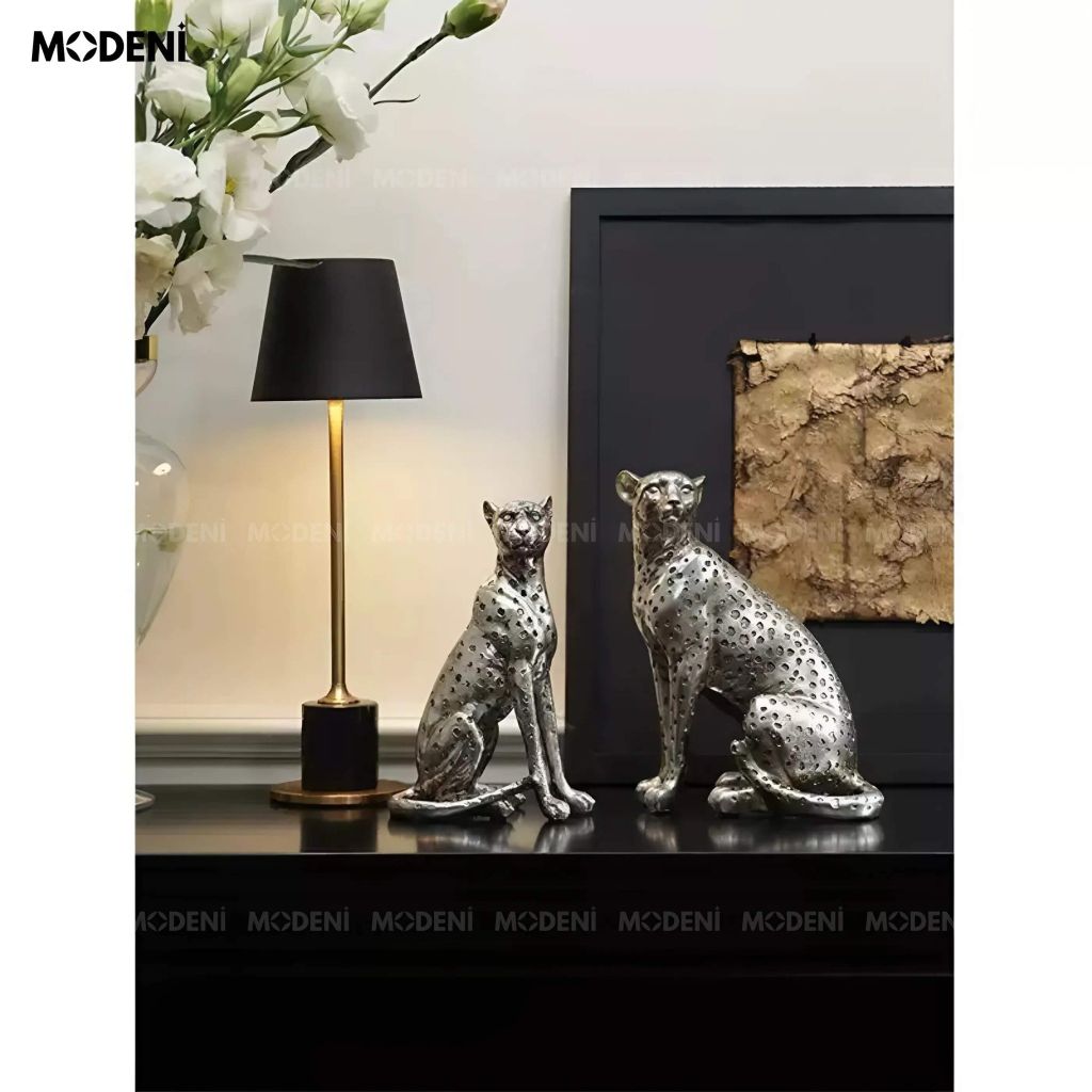 Tượng Trang Trí Velta Báo Ngồi Nghệ Thuật – Dáng Ngồi Điềm Tĩnh – Decor Bàn Làm Việc, Kệ Sách Hiện Đại