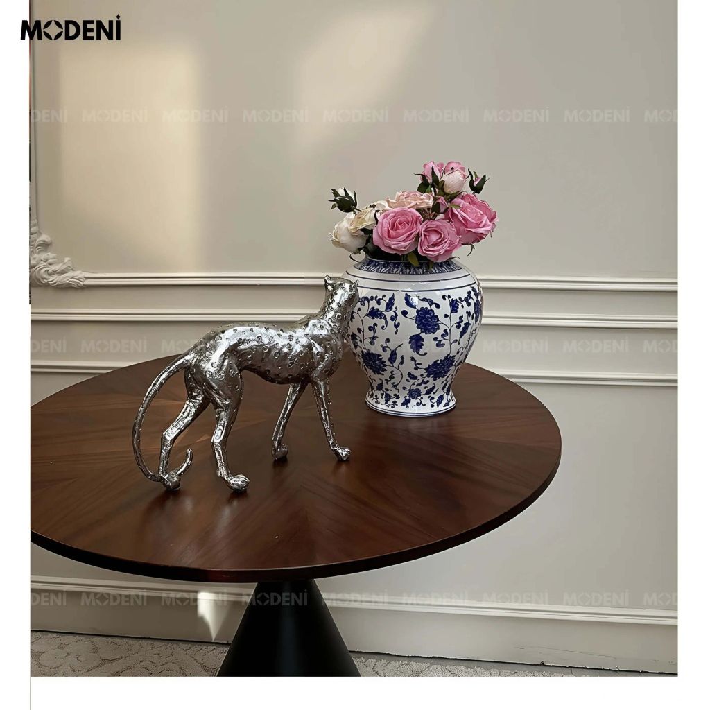 Tượng Trang Trí Soren Báo Đứng Nghệ Thuật – Tư Thế Quan Sát – Decor Kệ, Bàn Hiện Đại Cá Tính