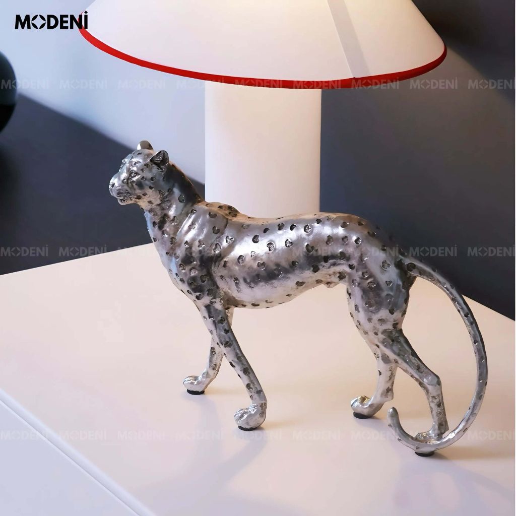 Tượng Trang Trí Soren Báo Đứng Nghệ Thuật – Tư Thế Quan Sát – Decor Kệ, Bàn Hiện Đại Cá Tính