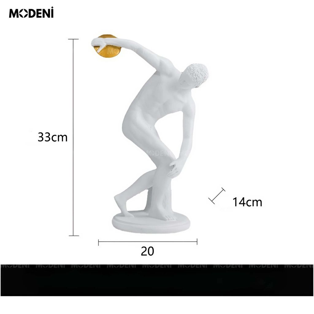 Tượng Trang Trí Aureus White Cổ Điển Hy Lạp – Dáng Ném Đĩa Nghệ Thuật – Decor Bàn Kệ Phong Cách Tối Giản
