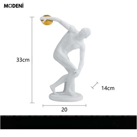 Tượng Hy Lạp decor cao cấp – chất liệu bột đá, dáng nam thần ném đĩa, không gian sang trọng