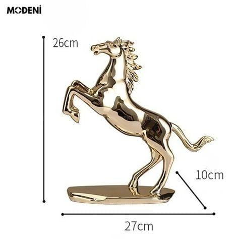 Tượng Trang Trí Ngựa Đứng Valios Gold – Tượng Decor Ngựa Vàng Cao Cấp – Thiết Kế Sang Trọng Tinh Tế – Phù Hợp Decor Kệ Tủ, Bàn Làm Việc, Không Gian Hiện Đại