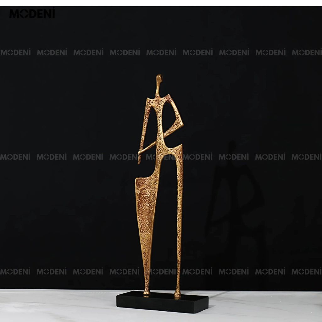 Tượng Trang Trí Aurum Nghệ Thuật – Tượng Hình Người Trừu Tượng Mạ Vàng – Thiết Kế Cao & Mảnh – Phù Hợp Decor Kệ Sách, Bàn Làm Việc, Phòng Khách Hiện Đại