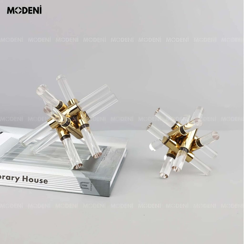 Tượng Trang Trí Polaris Nghệ Thuật – Hình Khối Sao Pha Lê Mạ Vàng – Thiết Kế Độc Đáo Lấp Lánh – Phù Hợp Decor Bàn Sofa, Kệ Sách, Văn Phòng