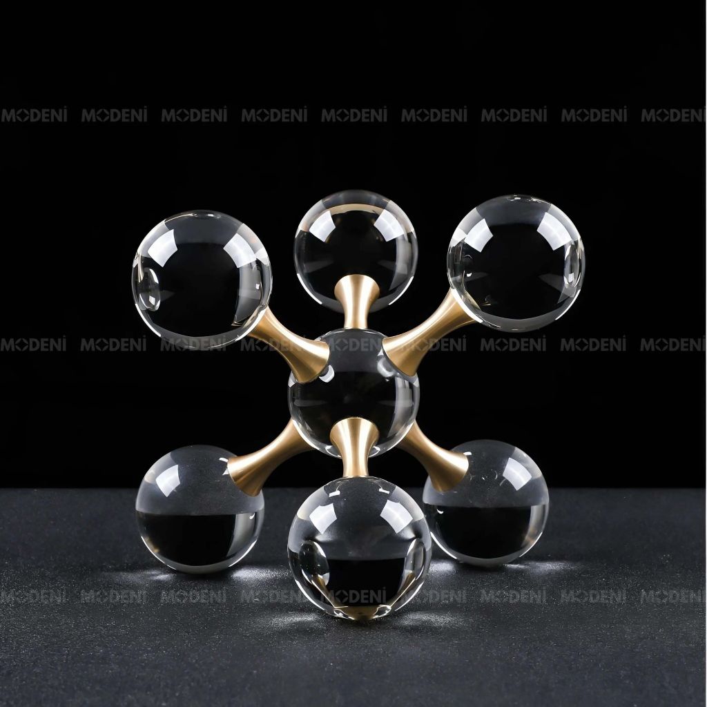 Tượng Trang Trí Nguyên Tử Atomix – Hình Cầu Pha Lê Hiện Đại – Thiết Kế Mô Phỏng Phân Tử – Phù Hợp Decor Bàn Làm Việc, Kệ Sách, Văn Phòng
