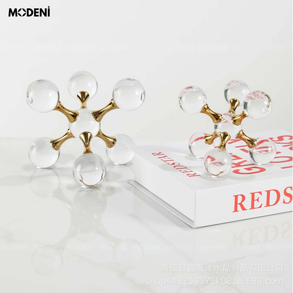 Tượng Trang Trí Nguyên Tử Atomix – Hình Cầu Pha Lê Hiện Đại – Thiết Kế Mô Phỏng Phân Tử – Phù Hợp Decor Bàn Làm Việc, Kệ Sách, Văn Phòng