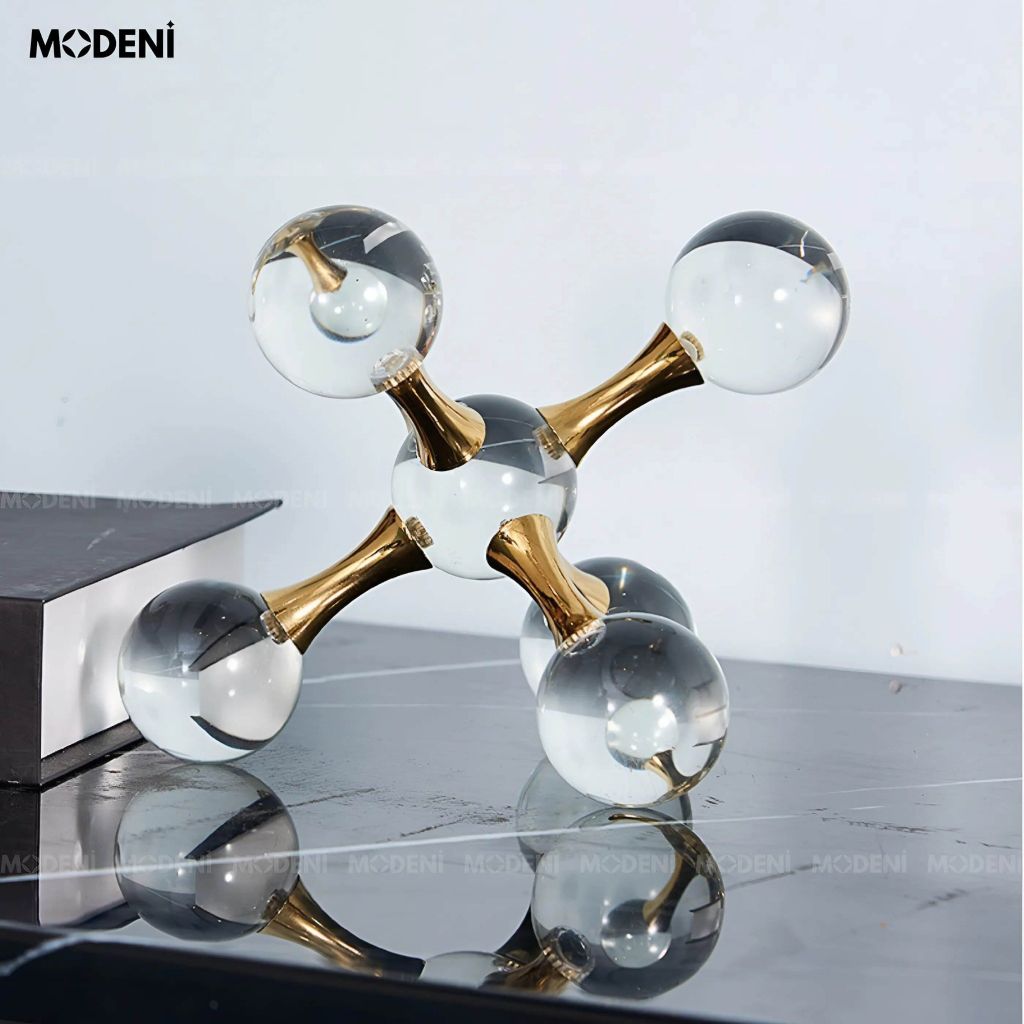Tượng Trang Trí Nguyên Tử Atomix – Hình Cầu Pha Lê Hiện Đại – Thiết Kế Mô Phỏng Phân Tử – Phù Hợp Decor Bàn Làm Việc, Kệ Sách, Văn Phòng