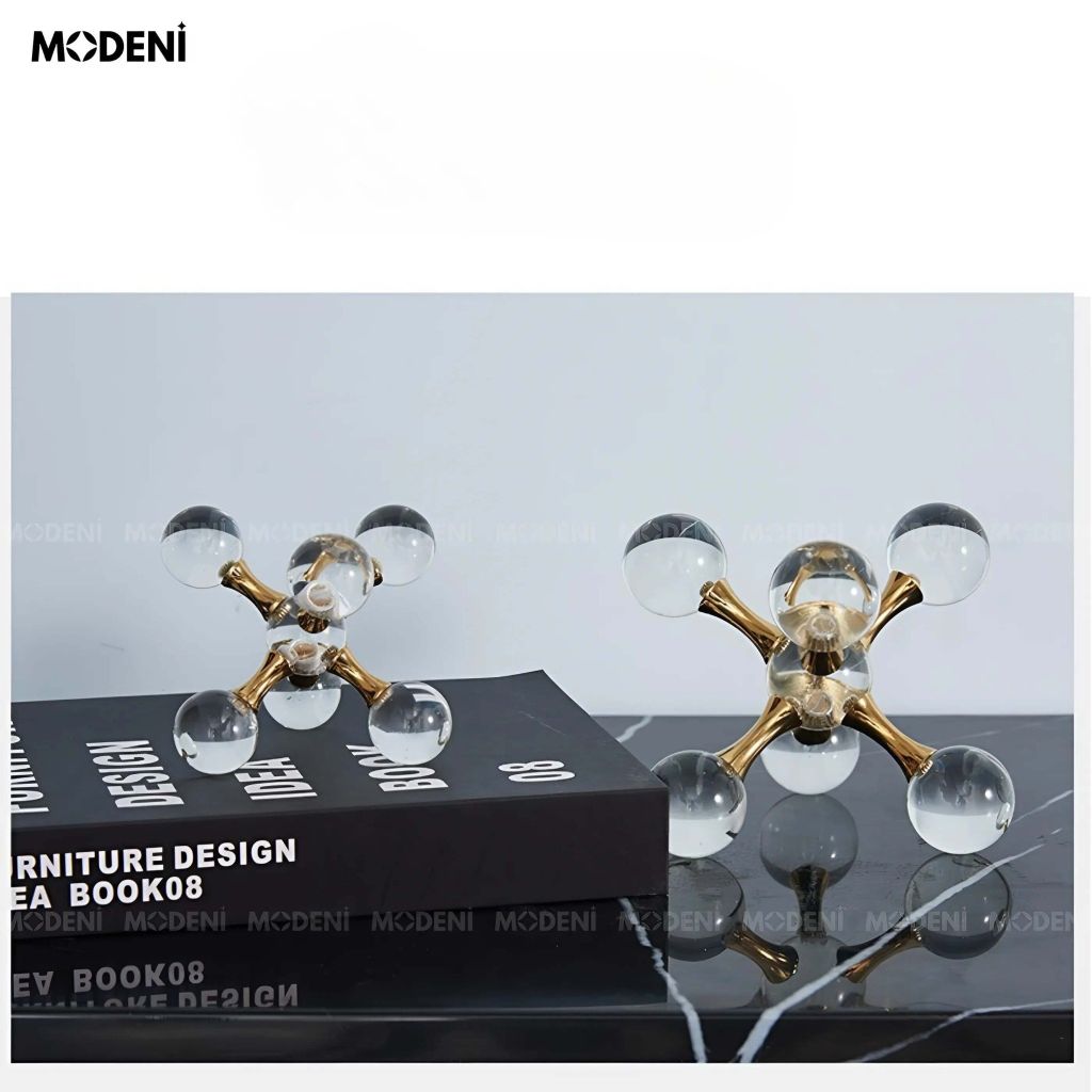 Tượng Trang Trí Nguyên Tử Atomix – Hình Cầu Pha Lê Hiện Đại – Thiết Kế Mô Phỏng Phân Tử – Phù Hợp Decor Bàn Làm Việc, Kệ Sách, Văn Phòng
