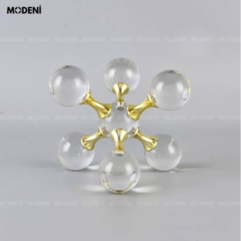 Tượng Trang Trí Nguyên Tử Atomix – Hình Cầu Pha Lê Hiện Đại – Thiết Kế Mô Phỏng Phân Tử – Phù Hợp Decor Bàn Làm Việc, Kệ Sách, Văn Phòng