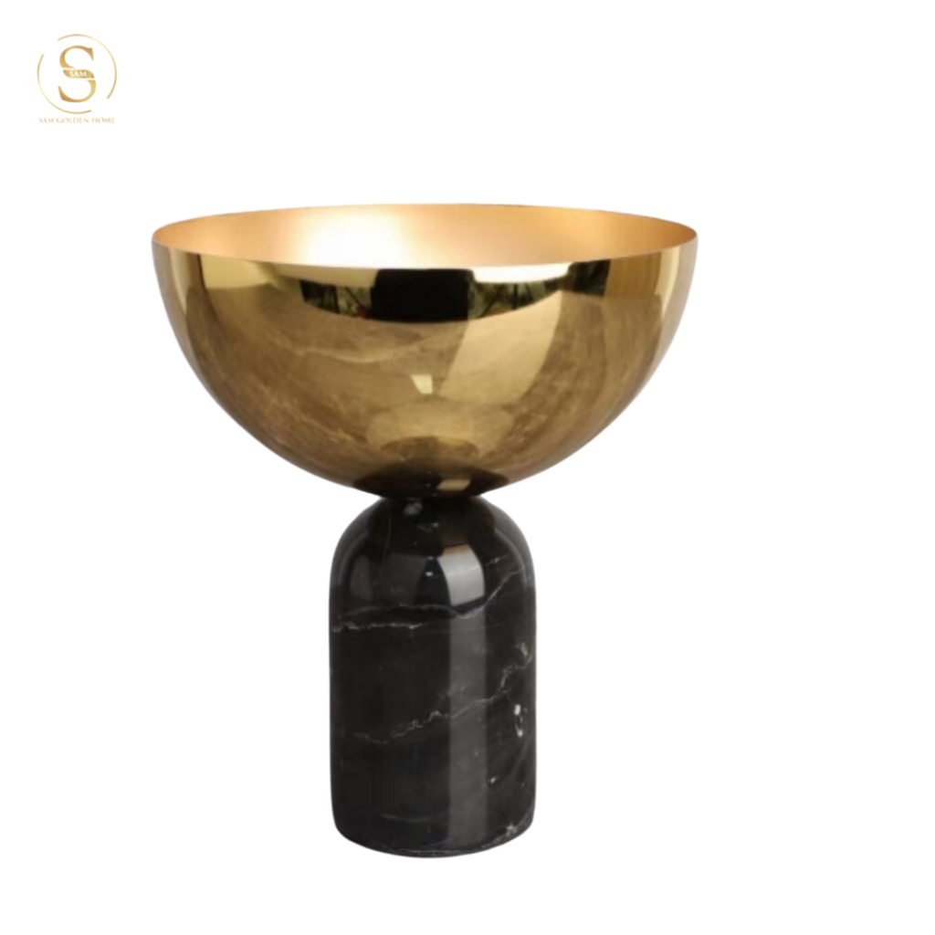 Tô Henry Đựng Trái Cây Đế Đá Cẩm Thạch – Thiết Kế Sang Trọng – Màu Vàng Gold Hiện Đại – Decor Bàn Ăn, Phòng Khách, Quầy Bar