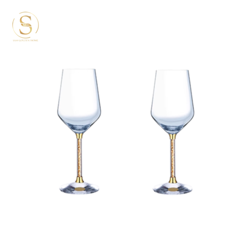  Set 2 Ly Rượu Vang Roxana Pha Lê Cao Cấp Sang Trọng - Gold 