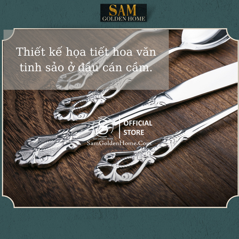 Bộ Dao Muỗng Nĩa Royal Silver Cao Cấp Sang Trọng Tân Cổ Điển
