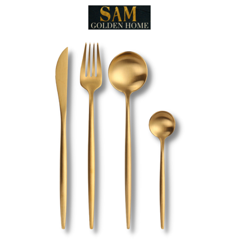 Bộ Dao Muỗng Nĩa Arya Gold Cutlery Set Gold Inox 304 Sang Trọng