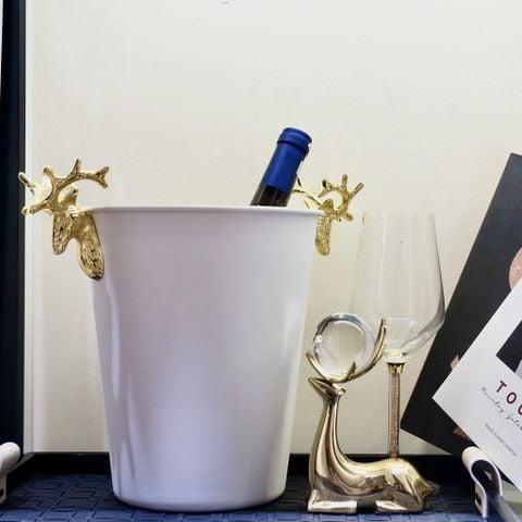  Xô Đá Asti White Tay Cầm Mạ Vàng Cao Cấp Sang Trọng 