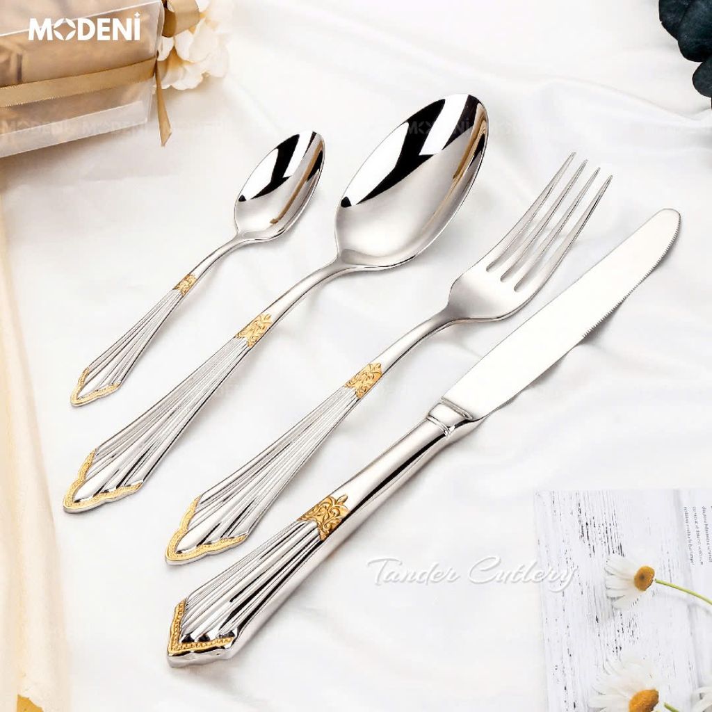 Dao Muỗng Nĩa Tander Cutlery Sang Trọng Cao Cấp Khảm Vàng (LẺ)