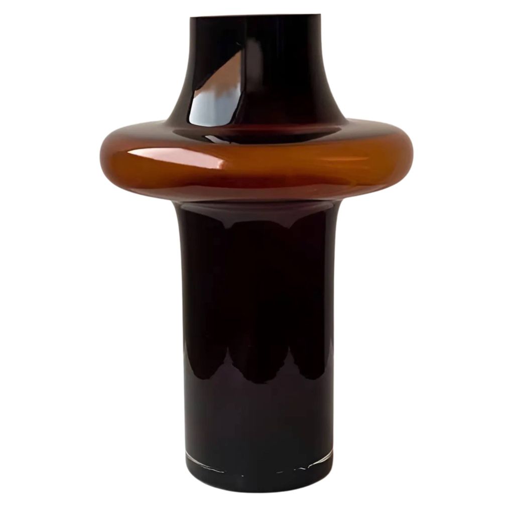 Bình Hoa Thủy Tinh Artisan Nghệ Thuật Cao Cấp – Tông Trà Nâu Tối Giản – Decor Hiện Đại Japandi, Bàn Console, Kệ Tủ