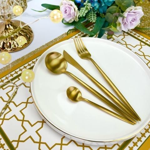 Bộ Dao Muỗng Nĩa Arya Gold Cutlery Set Gold Inox 304 Sang Trọng