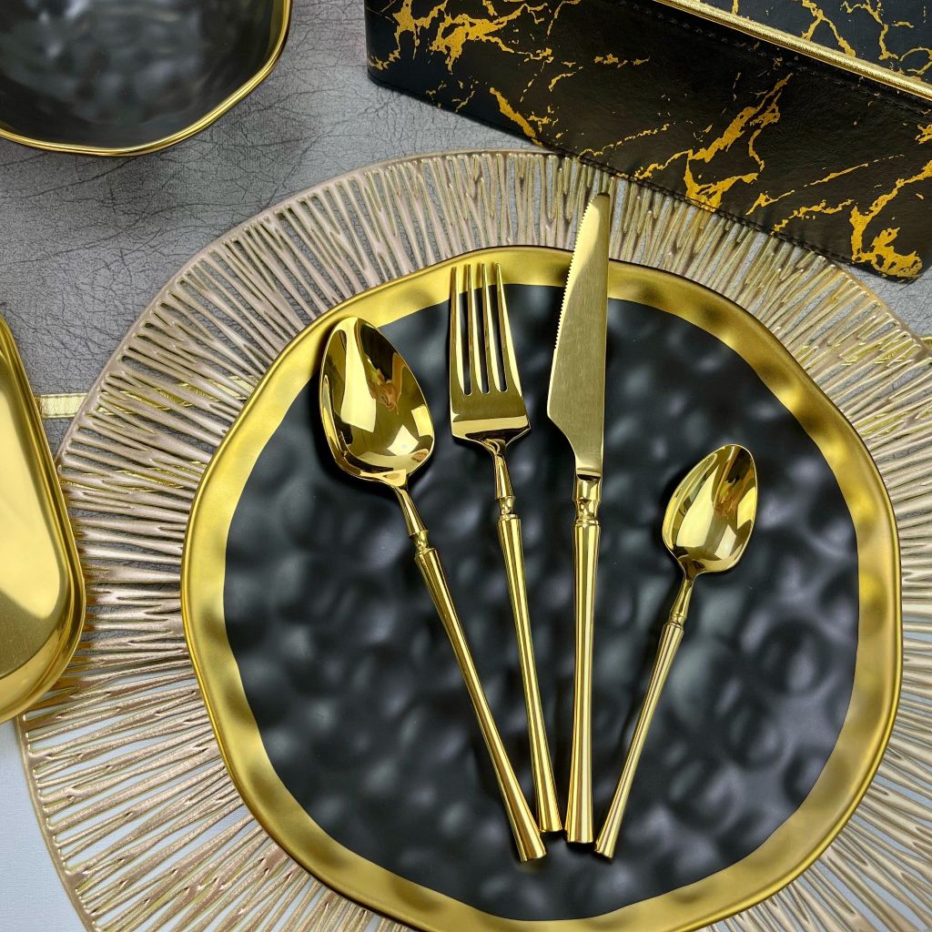 Bộ Dao Muỗng Nĩa Inox 304 Serena Gold Cutlery Set Cao Cấp