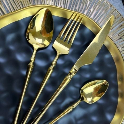  Bộ Dao Muỗng Nĩa Inox 304 Serena Gold Cutlery Set Cao Cấp 