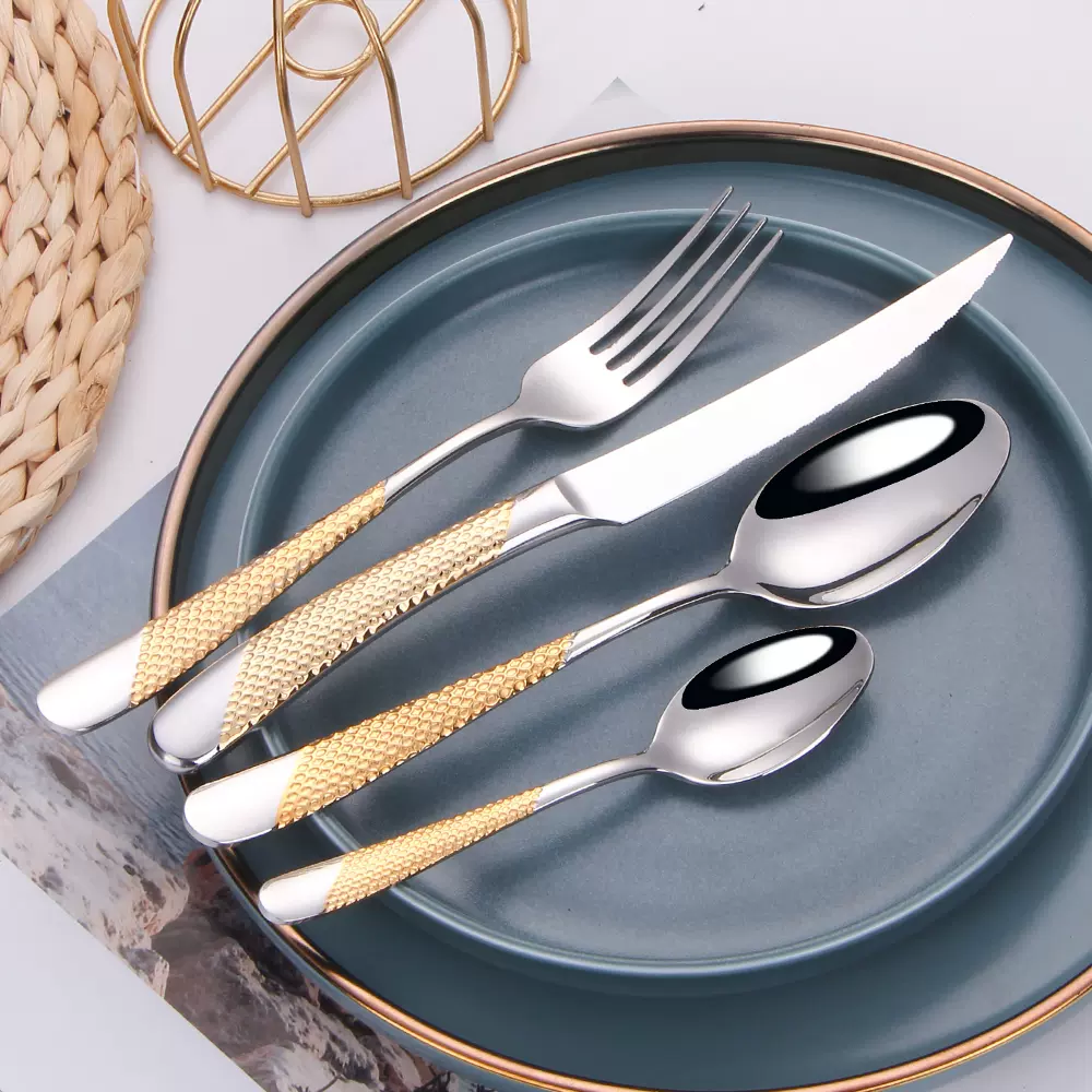 Dao Muỗng Nĩa Ferran Diagonal Textured Cutlery Set Silver  Inox 304 Cao Cấp Sang Trọng (LẺ)